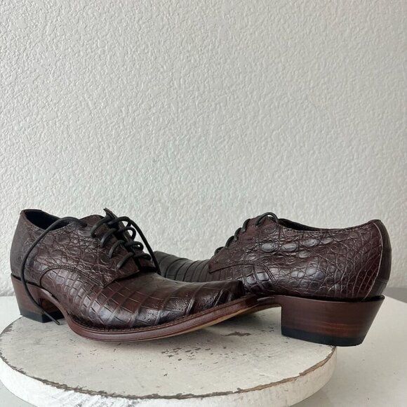 Rod Patrick Womens Lace Up Shoes 8.5 Brown Caiman Exotic Western Boots Loafers - Picture 1 of 11